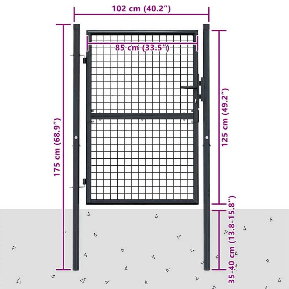 Grid Garden Gate, Galvanized Steel, 100 X 125 Cm, Grey