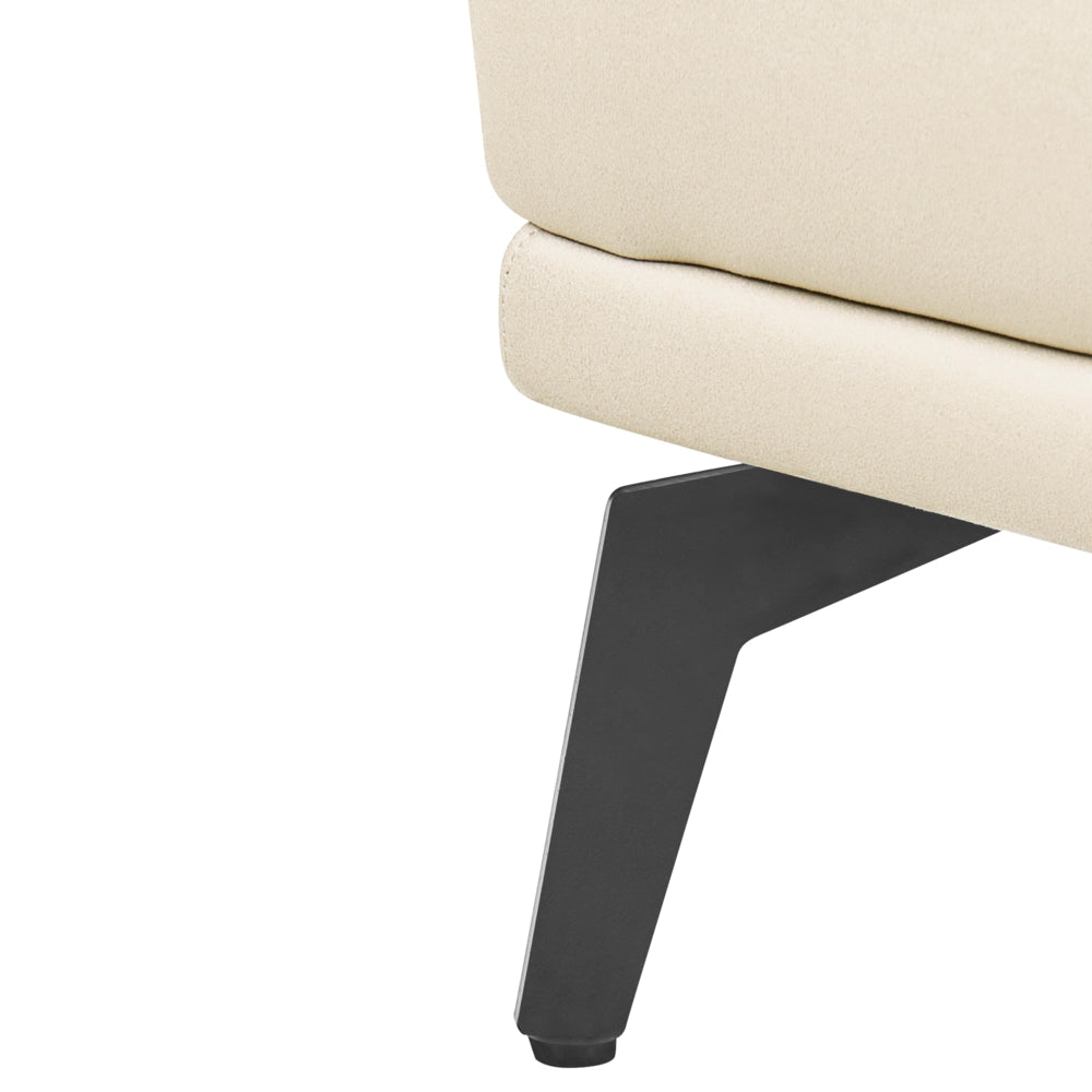 Divano 2 posti in ecopelle a due posti con poggiatesta regolabile e gambe in metallo beige soggiorno moderno