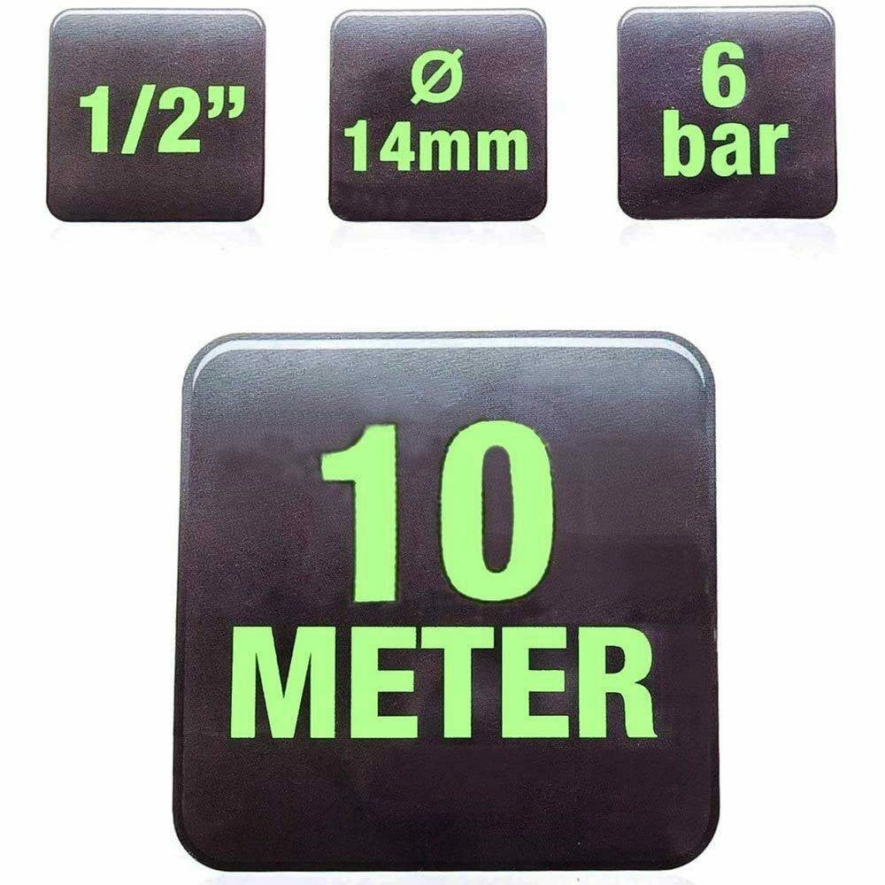 Trade Shop - Tubo Da Giardino In Pvc 1/2 14mm 10mt Pompa Acqua Irrigazione Terrazzo Verde -