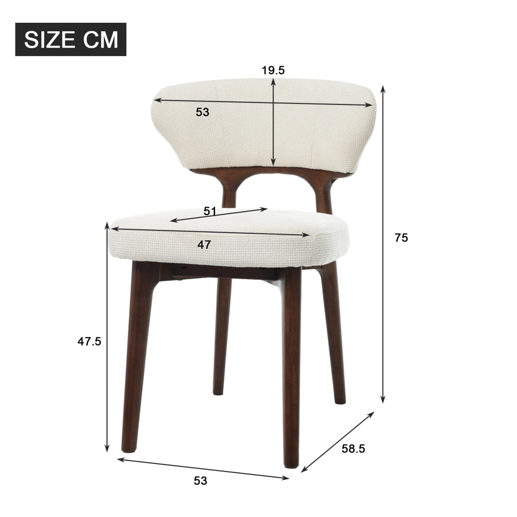 Sedia da Pranzo Set da 2 con Schienale Imbottito e Struttura Stabile, in Ciniglia Beige Chiaro