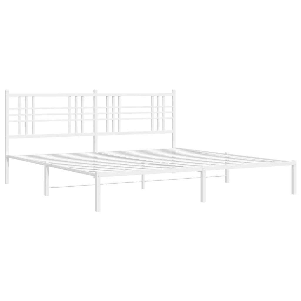 Letto matrimoniale | Letto per adulti | Giroletto con Testiera Metallo Bianco 193x203 cm
