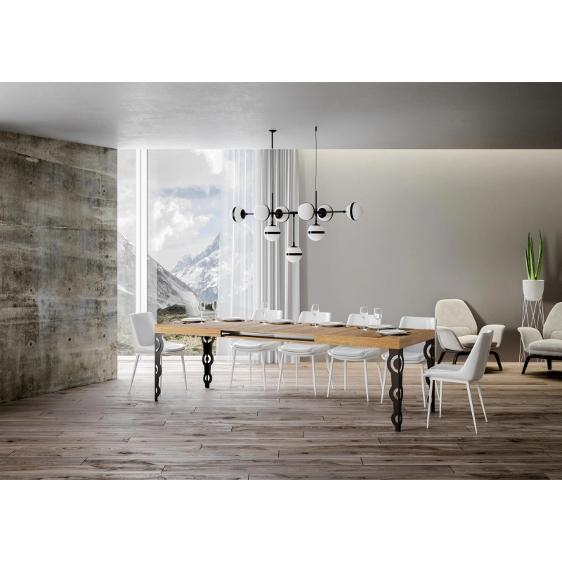 Tavolo allungabile 90x130/234 cm Karamay telaio Antracite - Quercia Natura
