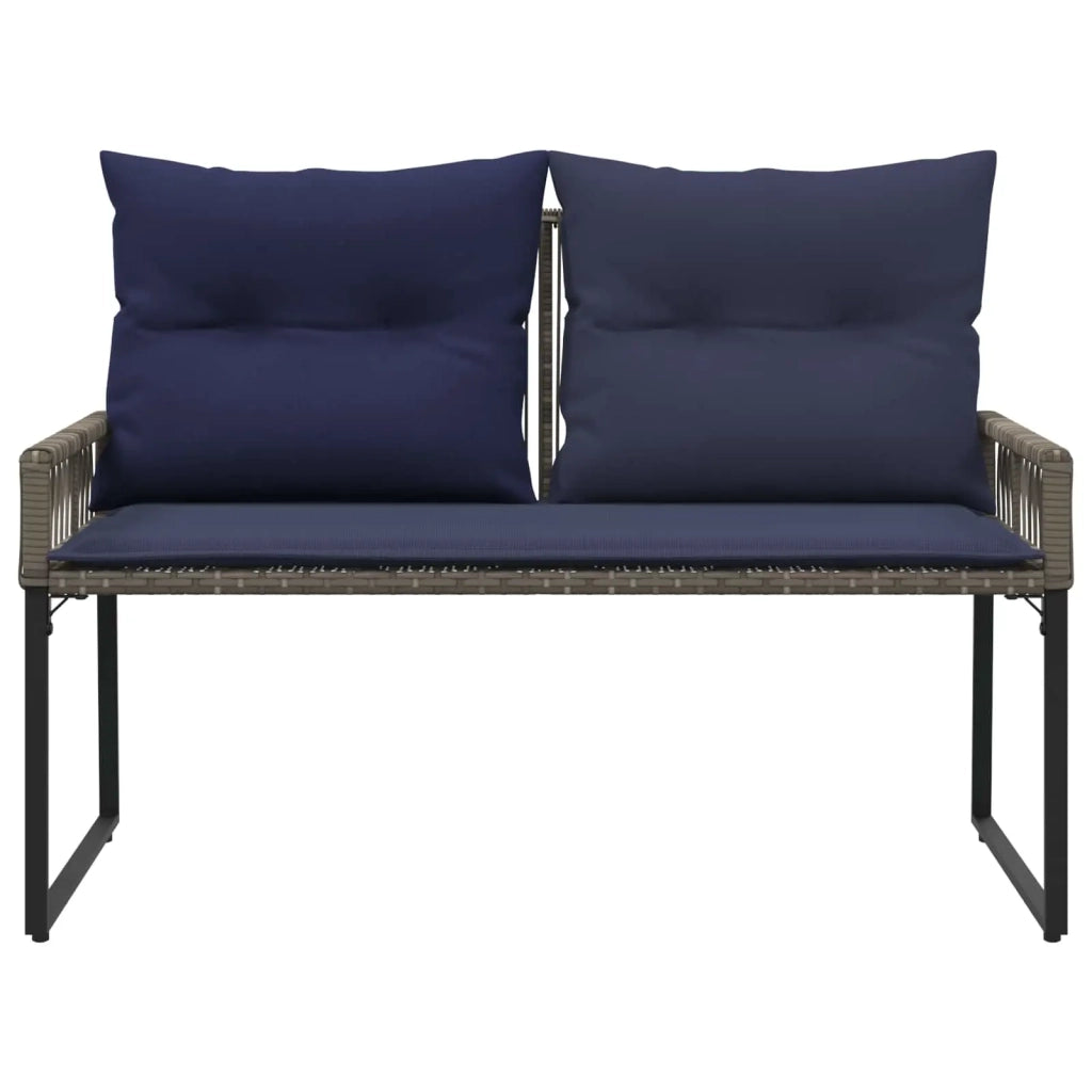 Panchina da esterno 4 pcs Grigio e Blu Navy polyrattan 42025162