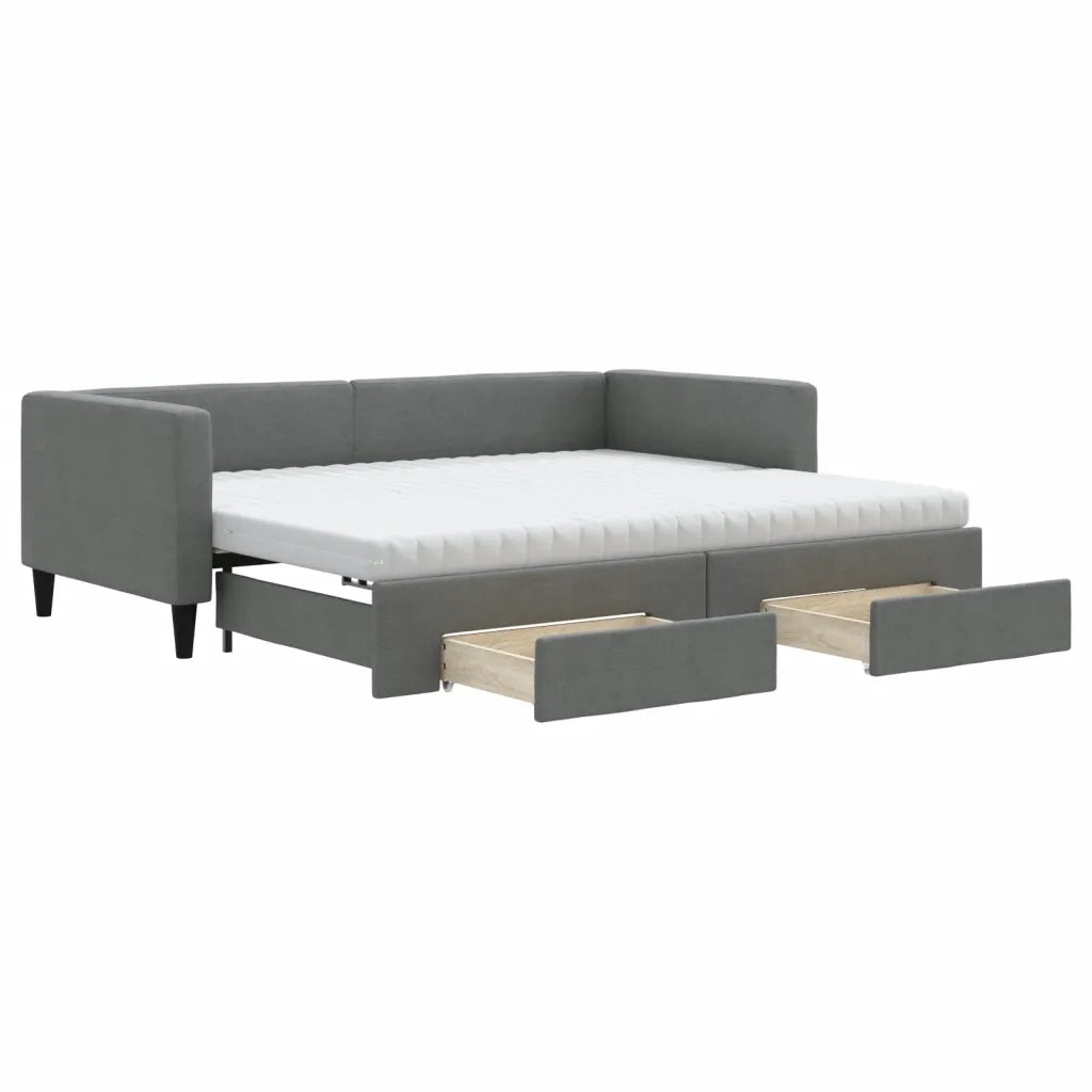 Divano Letto Estraibile Cassetti Grigio Scuro 90x190cm Tessuto 3196643