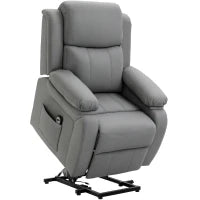 Poltrona Relax Elettrica e Alzapersona Reclinabile fino 160° con Telecomando, in Similpelle - Grigio