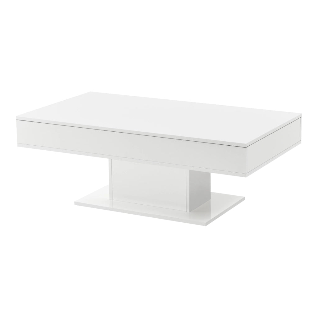 Tavolino da Salotto Lünen con Piano Scorrevole 40 x 110 x 60 cm Bianco lucido [en.casa]