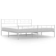 Letto matrimoniale | Letto per adulti | Giroletto con Testiera e Pediera Metallo Bianco 200x200 cm