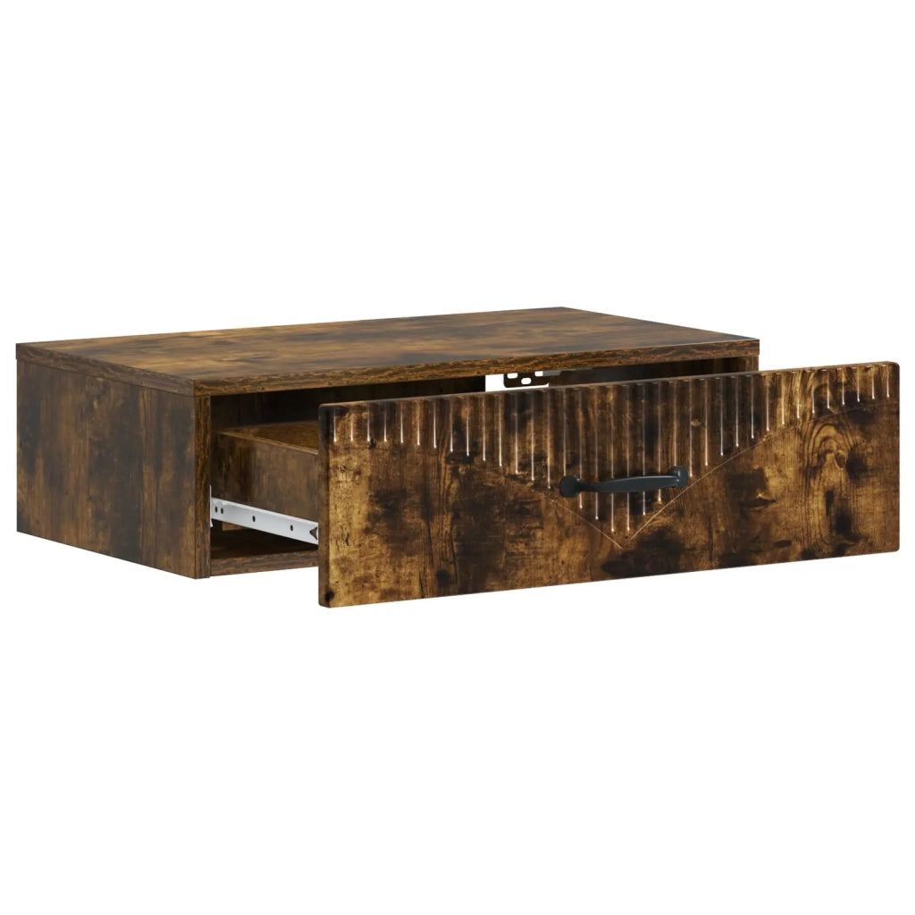 Tavolino da Parete Laterale Rovere Fumo 59 x 34,5 x 17 cm