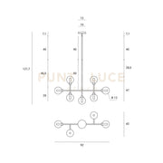 BASE-5L OS base tonda d.60cm ottone spazzolato 5 luci