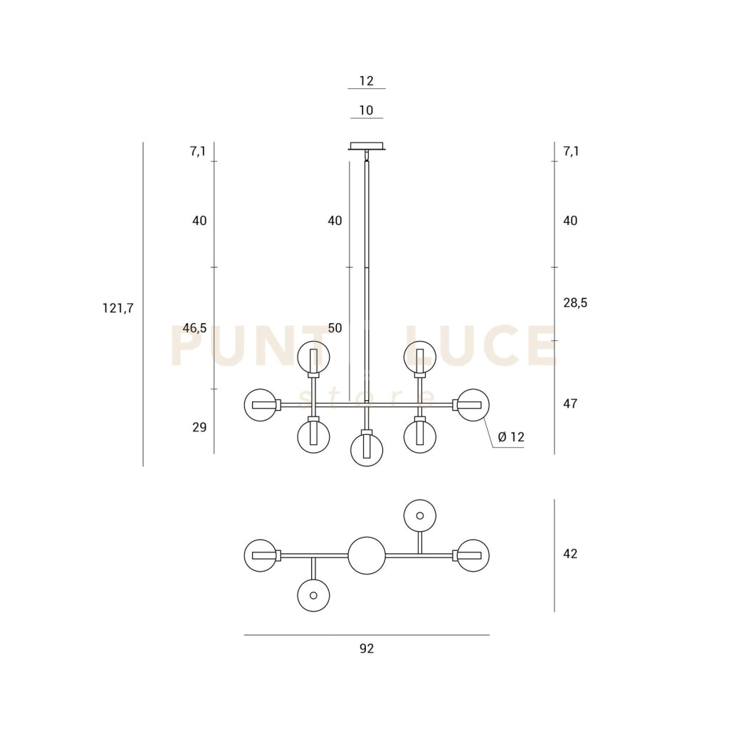BASE-5L OS base tonda d.60cm ottone spazzolato 5 luci