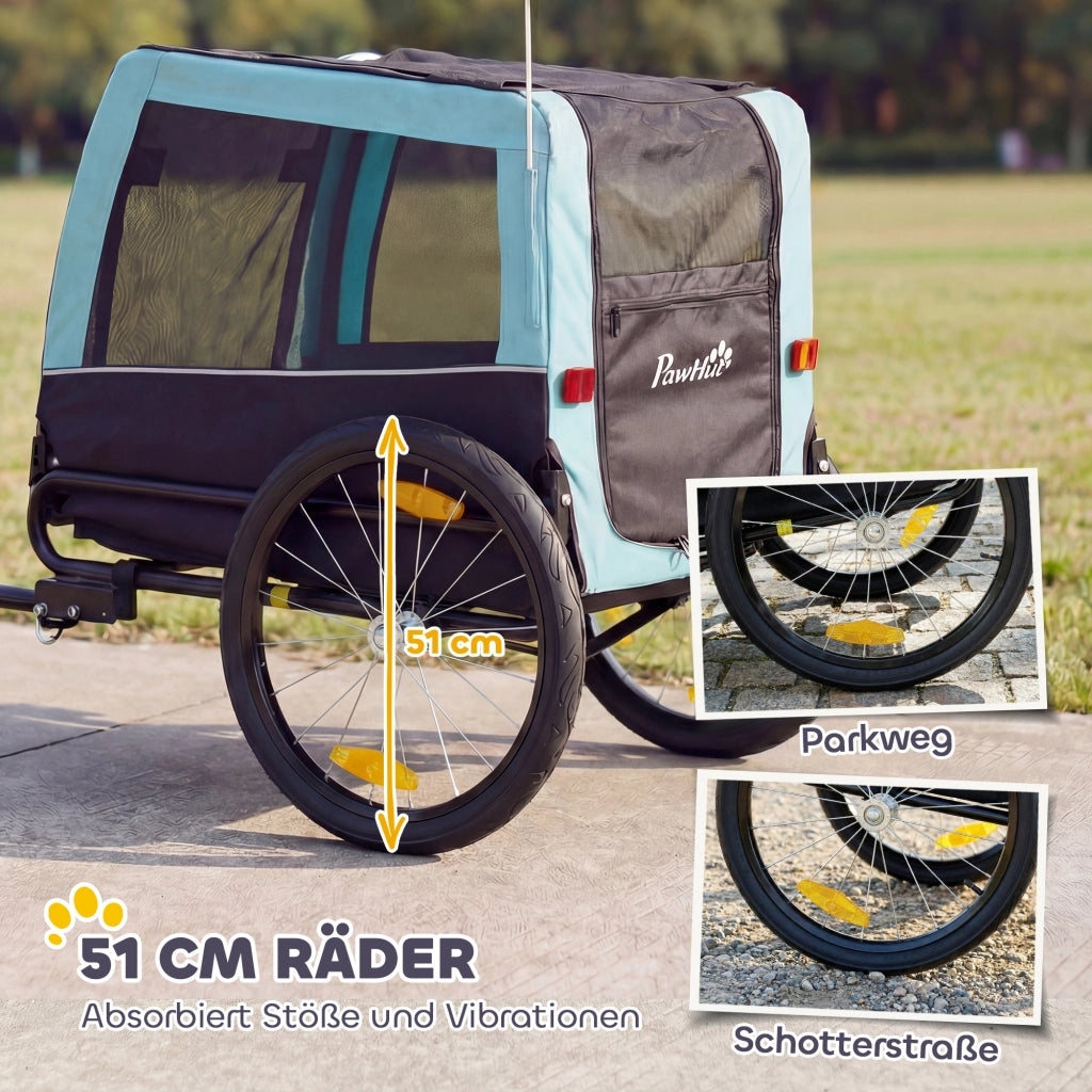 Rimorchio Bicicletta Pieghevole per Cani ¨C Xylo ¨C Blu Chiaro, 143x70x90 cm, Max 20 kg