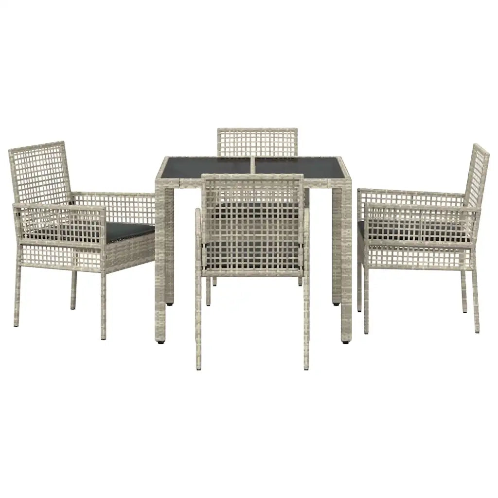 Set da Pranzo per Giardino 5 pcs Grigio chiaro polyrattan 3334896