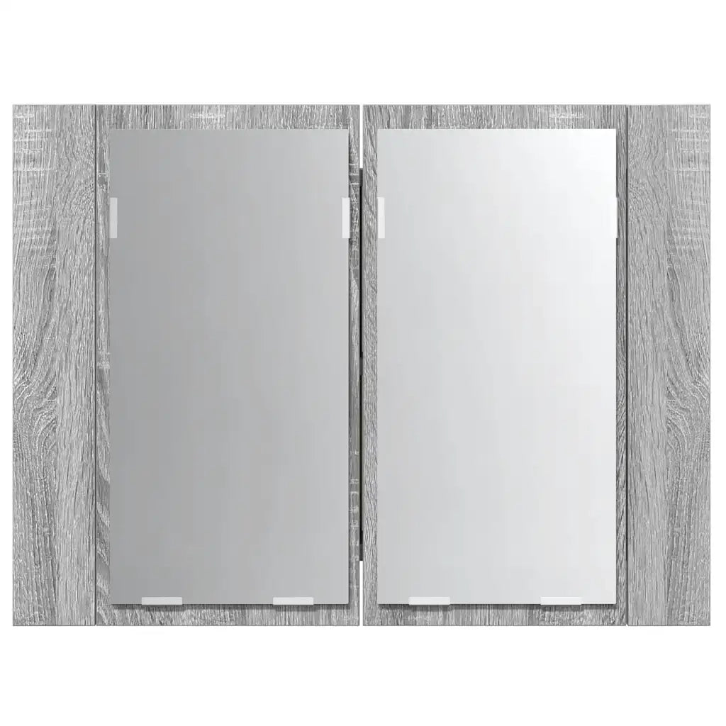 Mobile Specchio LED-Armadietto a Specchio da Bagno Grigio Sonoma 60x12x45cm Legno Multistrato