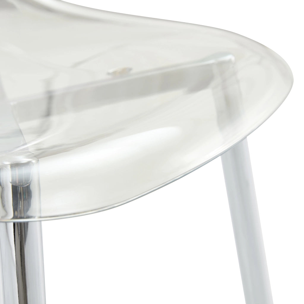 Set tavolo e sedie con 1 tavolo rotondo e 4 sedie in vetro temperato; plastica e metallo argento trasparente