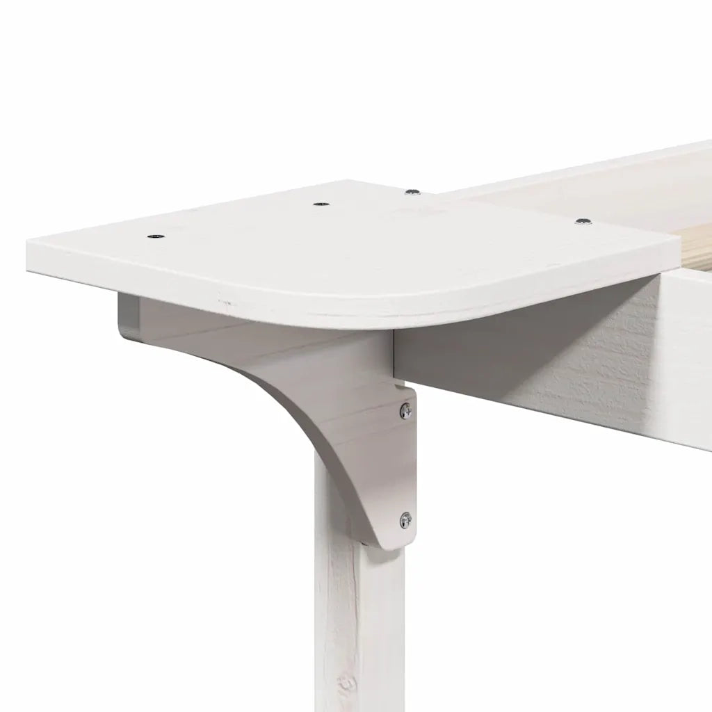 Letto con Tavolini Laterali Bianco 90 x 220 cm Pino massello 873242