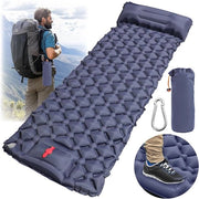 Matrimoniale Slaapmat Autoinflante con pompa a pedale 9CM Matrimoniale Slaapmat per Campeggio Slaapmat Ultralite ripiegabile e autoinflante per escursioni, campeggio, attività all'aperto (con moschettone per arrampicata)