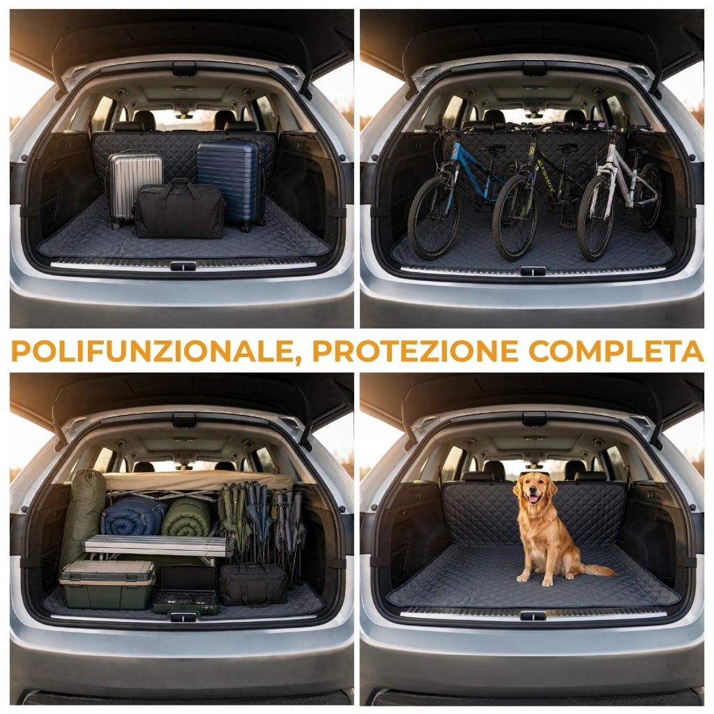 Copri Sedile Auto per Cani Impermeabile e Antigraffio 147x127 cm, Protezione Sedili Posteriori e Bagagliaio Universale per SUV e Auto, Telo Coprisedile Trapuntato Multifunzionale Grigio