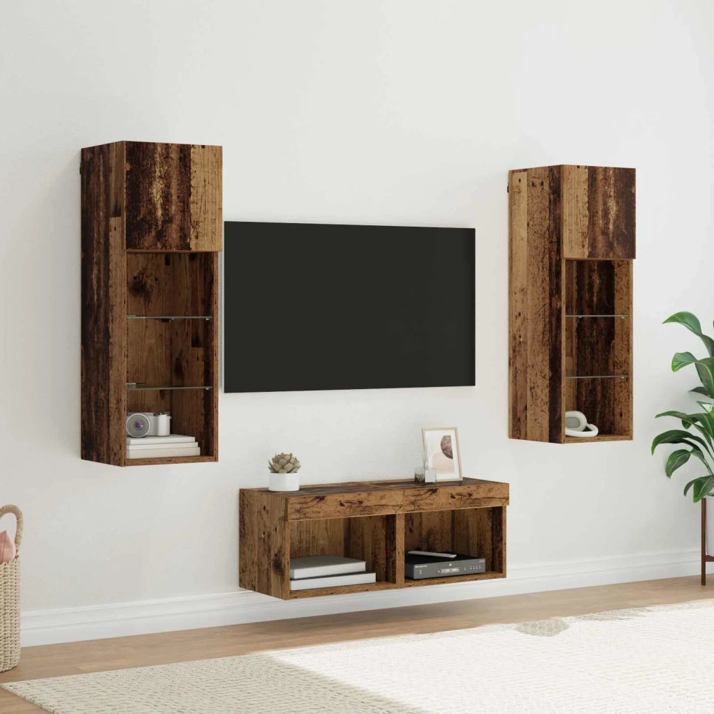 Mobiletti TV da Parete 4 pcs Rovere artigianale 3402917