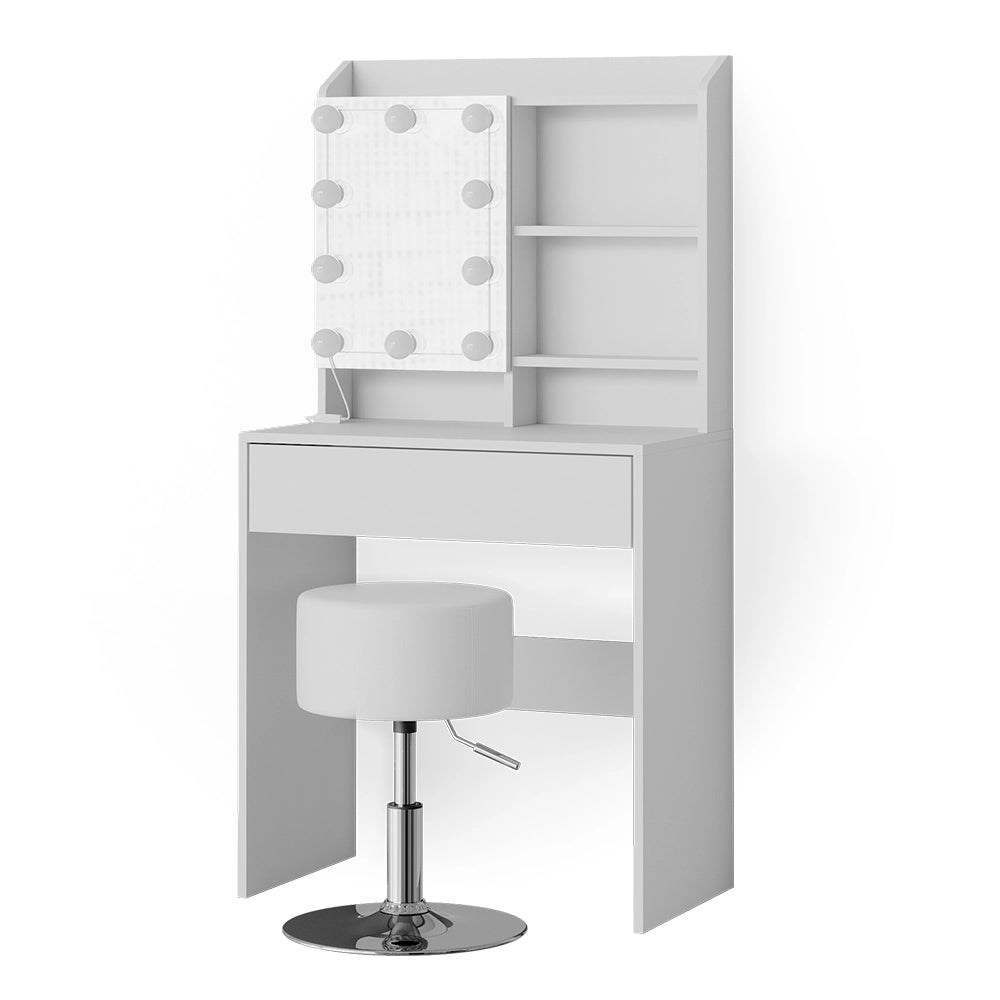 Vicco Tavolo da toeletta Bianco 70 cm con illuminazione LED e sgabello