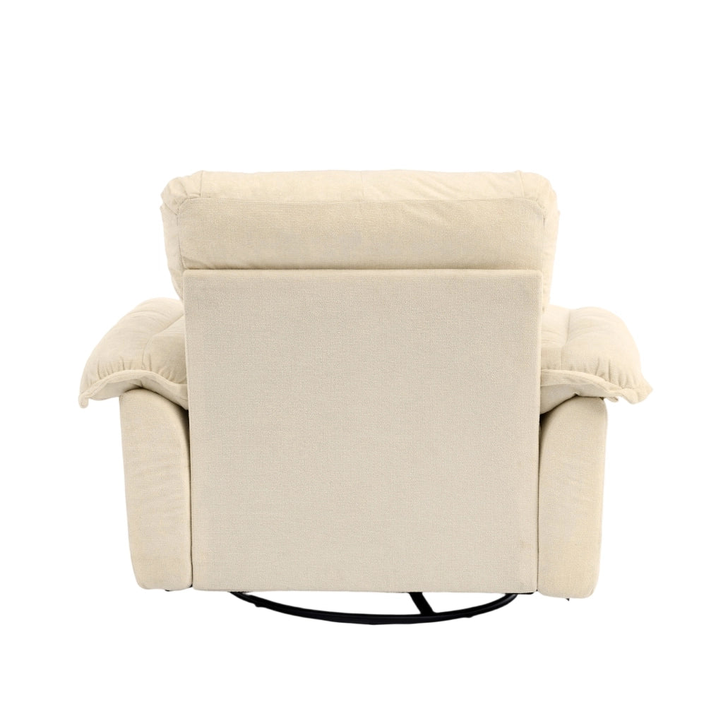 Poltrona Girevole 360° in Chenille Oversize con Cuscino di Supporto per Soggiorno e Camera da Letto