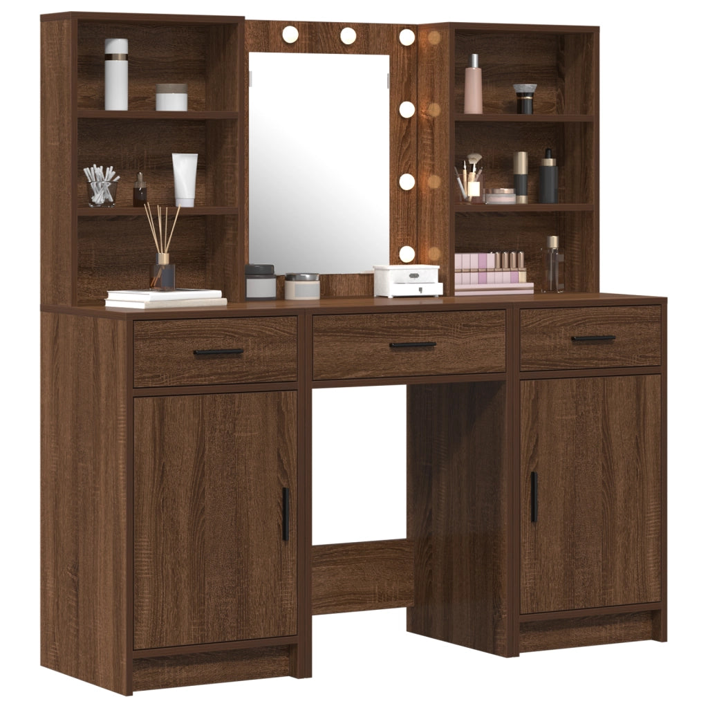 Set da Toeletta a 3 Pezzi in Legno Invecchiato