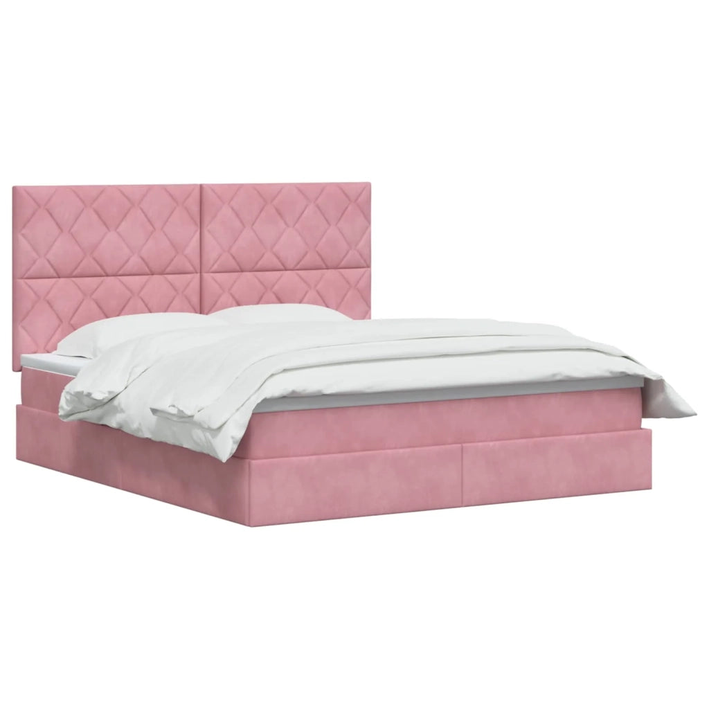 Letto con contenitore LED e materasso Rosa 140 x 200 cm Velluto 3460199