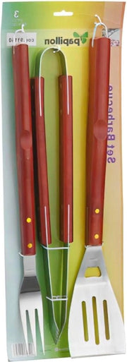 Set di barbecue a 3 pezzi - colore marrone - accessori per barbecue