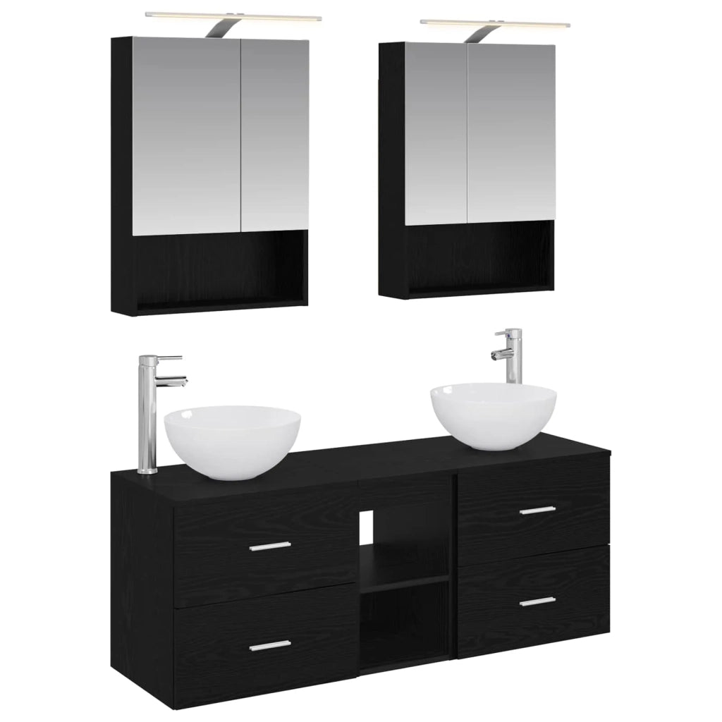 Set di mobili per il bagno 5 pcs Rovere Nero 3406720