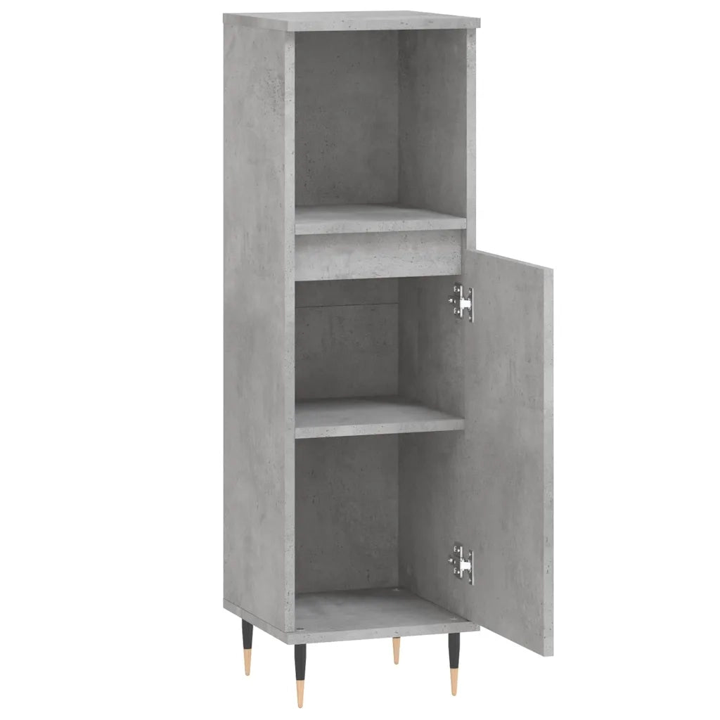 Armadietto Bagno | Armadio da bagno Grigio Cemento 30x30x100 cm Legno Multistrato
