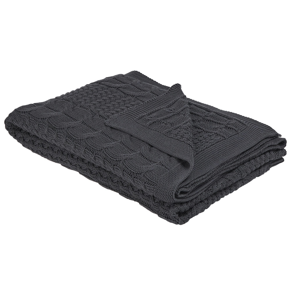 Coperta Copriletto plaid in cotone grigio 140 x 170 cm moderno