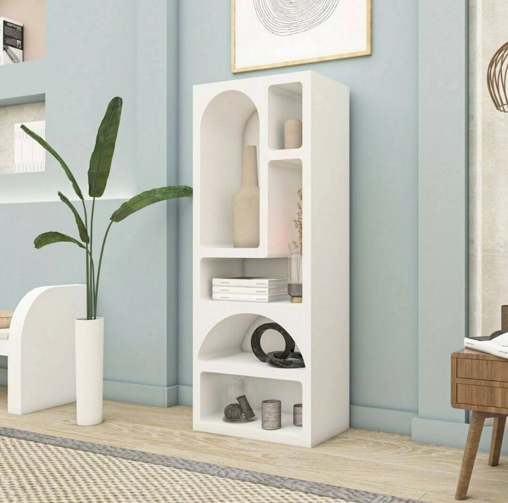 Credenza Arsenio, Buffet da soggiorno, Madia da salotto, Dispensa da cucina, 60x32h150 cm, Bianco