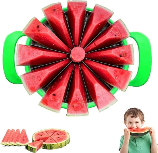 Snidore di melone, con manubri antiscivolo, in acciaio inossidabile, diametro 23,5 cm, con lama per melone, cantalupo, papaya, dragon fruit
