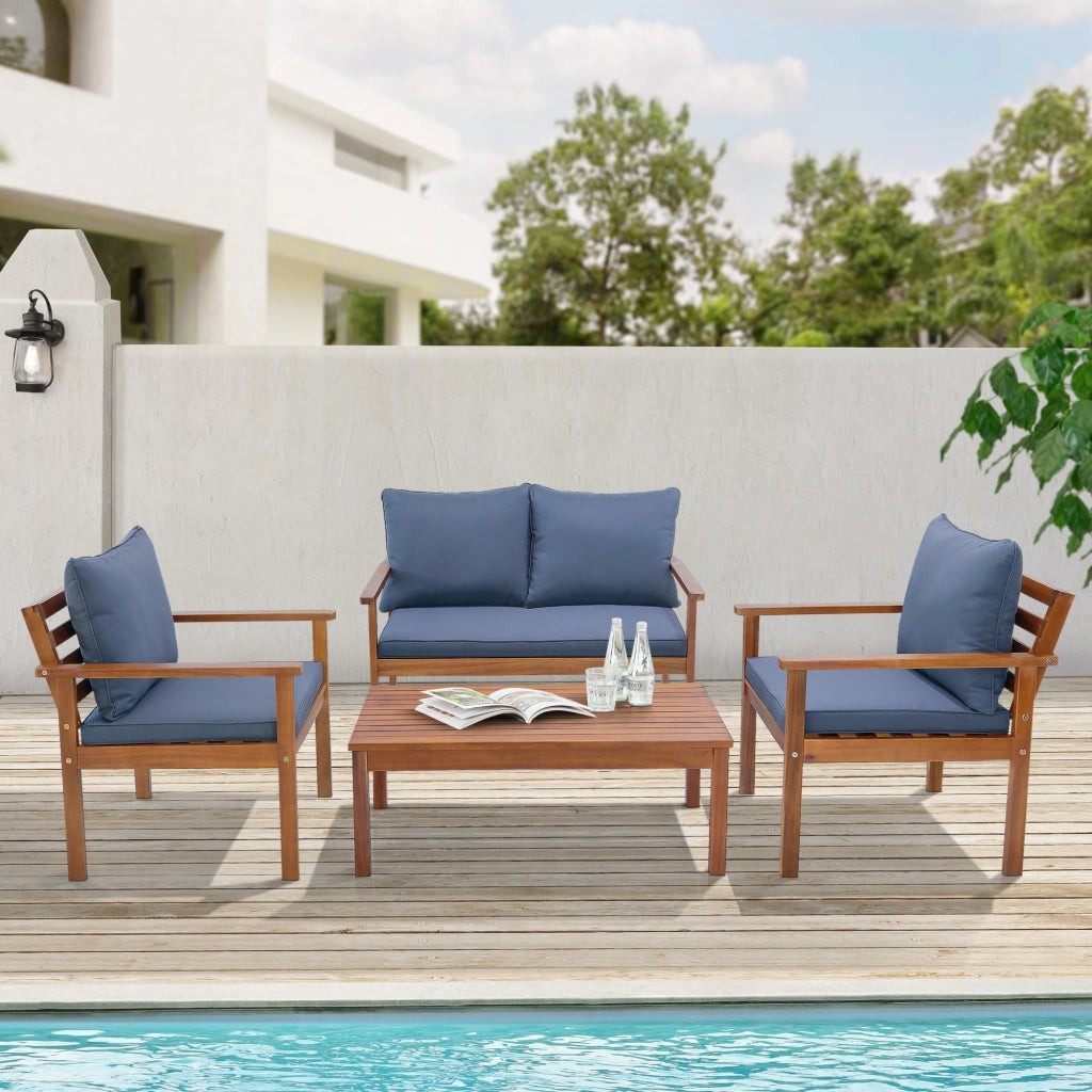 Set Salottino Brittoli da Giardino in Legno di Acacia - Grigio Certificato FSC® [en.casa]
