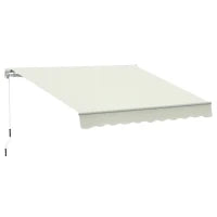 Tenda da Sole Avvolgibile a Caduta con Manovella, in Alluminio e Poliestere, 3x2.5m, Bianco