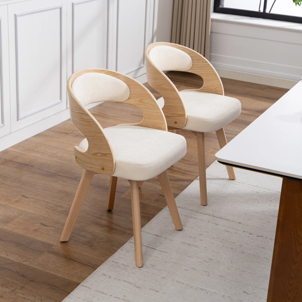Sedia da pranzo girevole a 360 gradi con schienale ergonomico e seduta imbottita in lino beige