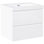 Mobiletto pensile con lavabo in legno MDF 2 cassetti 60 x 46 cm bianco stile moderno