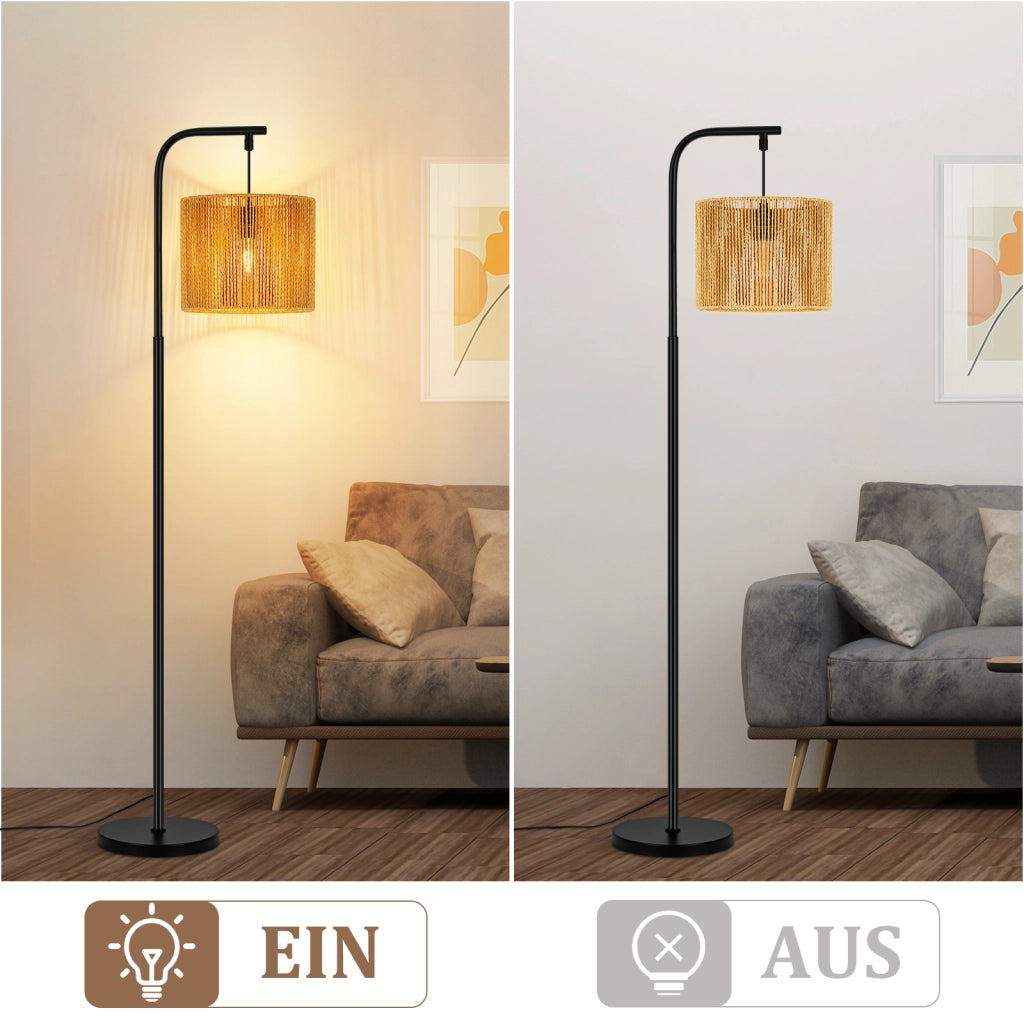 ZMH Lampada da Terra Vintage Nera E27 40W con Interruttore a Pedale Alta 164cm Adatta per Camera da Letto o Ufficio