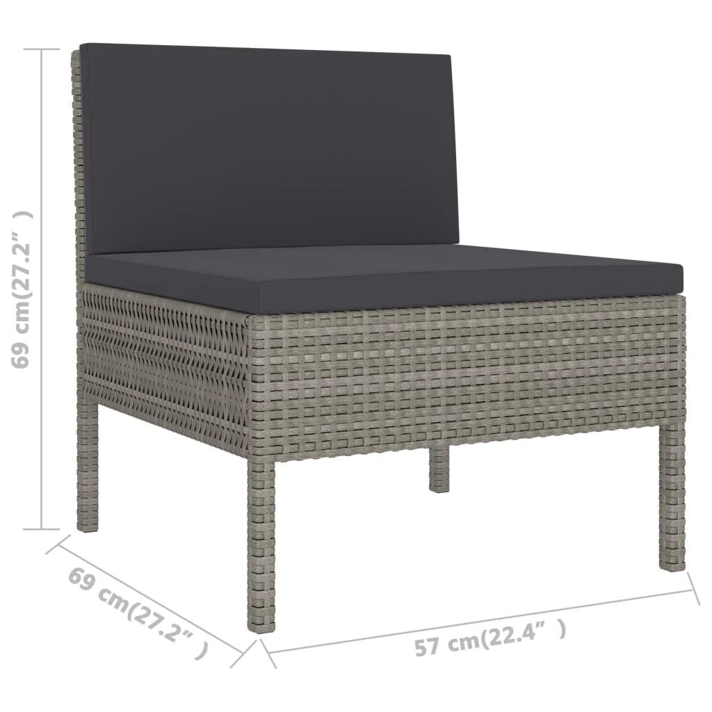 Set di mobili da giardino mobili da esterno 10 pezzi con cuscini resina intrecciata grigia 02_0015139