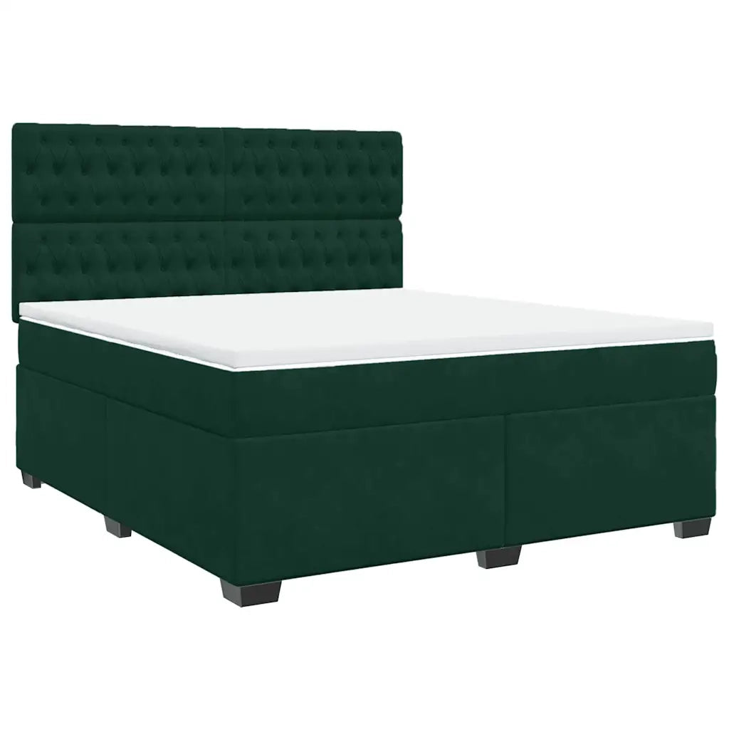 vidaXL Giroletto a Molle con Materasso Verde Scuro 180x200 cm Velluto