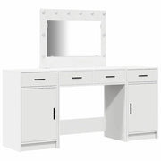 Toeletta | Tavolo da Trucco con cassetto 3 pz Bianco Legno multistrato