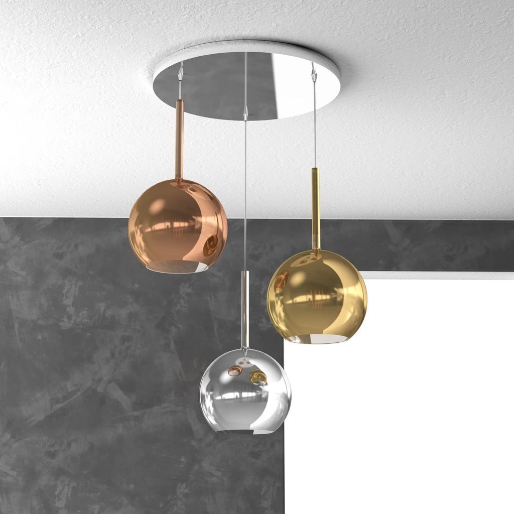 Lampadario Contemporaneo Future Metallo Cromo Vetro Medio Multicolor 3 Luci E27