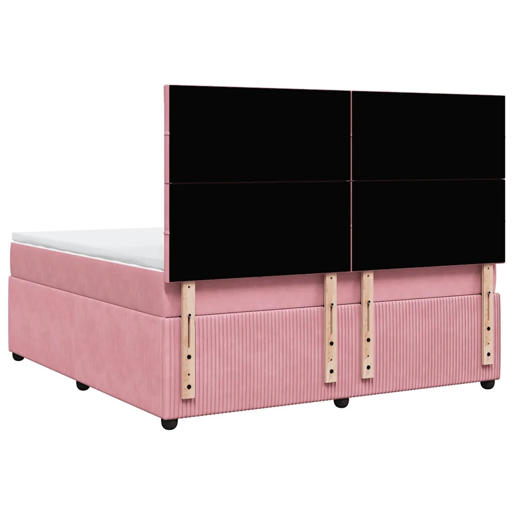 Giroletto a Molle con Materasso Rosa 180x200 cm in Velluto 3294711