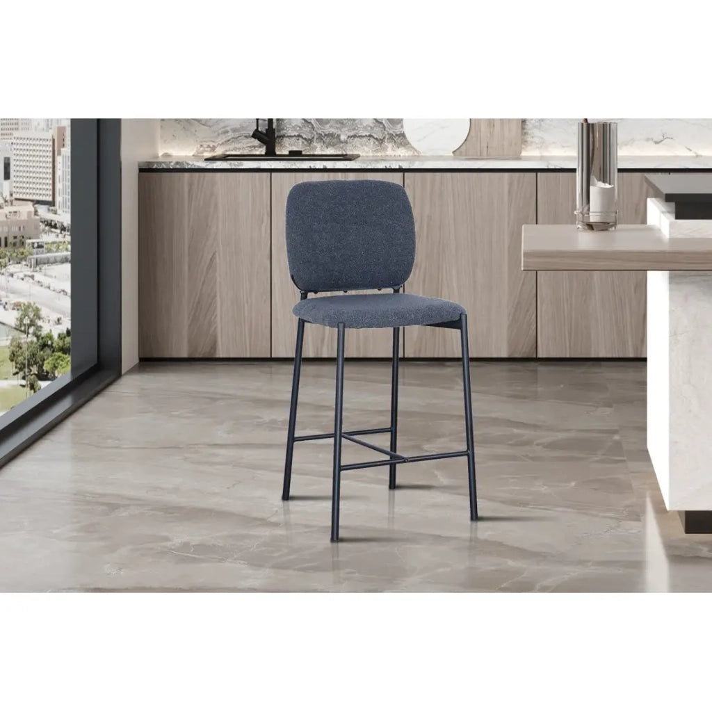 Sedia da banco RITA - Tessuto grigio scuro - Gambe in metallo nero - Altezza 99 cm - Stile design/industriale