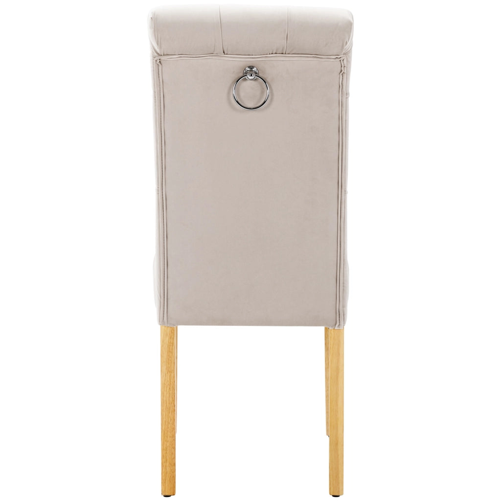Sedie da sala da pranzo set da 2 con schienale curvo imbottitura confortevole gambe in rovere massello velluto beige