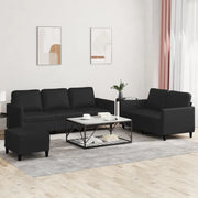 Set di Divani 3 pz con Cuscini Nero in Similpellecod mxl 104150