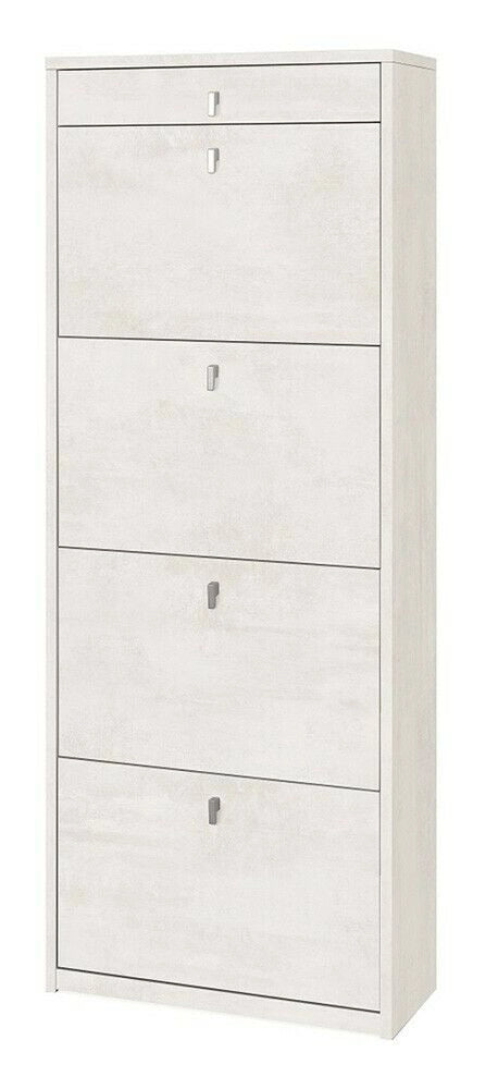 Scarpiera mobile porta scarpe 4 ante a ribalta e 1 Cassetto  H164 L63 P29 Cm colore Bianco ossido Sk568k Sarmog