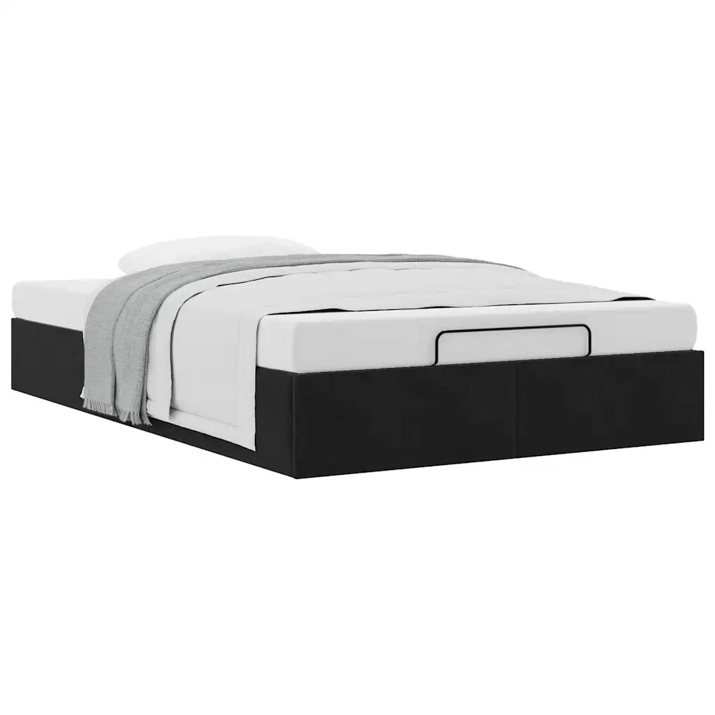 Struttura Letto Pouf senza Materasso-Giroletto con contenitore Nero 120x200 cm Velluto