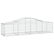 Cesto gabbione recinzione a gabbia muro di contenimento ad arco 200 x 50 x 40/60 cm ferro zincato argento 02_0040040