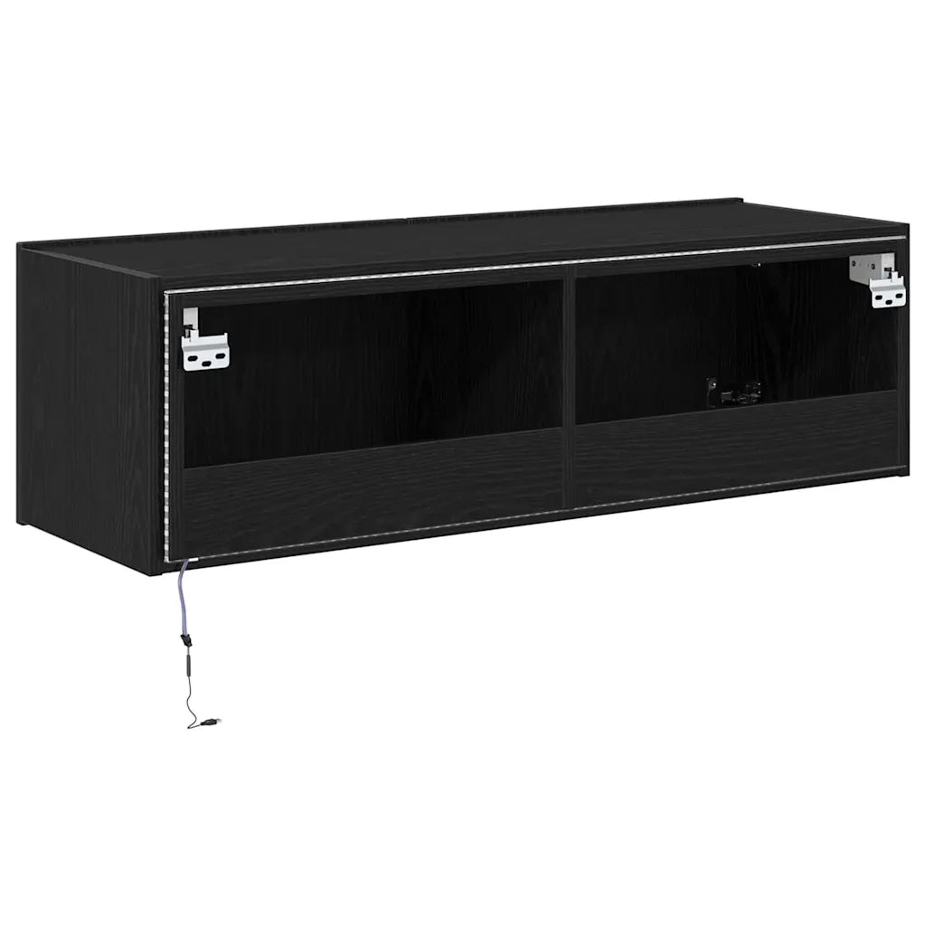 Mobile TV da parete con LED 2 pcs Rovere Nero 100 x 35 x 31 cm 863112