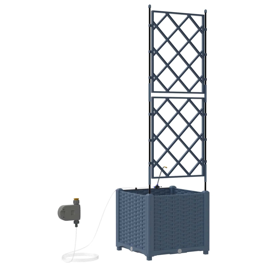 Fioriera da giardino moderna con irrigazione 40 x 40 x 142 cm acciaio grigio 02_0058570